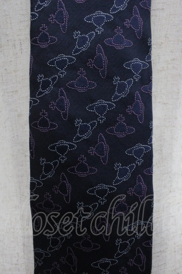 画像3: ヴィヴィアンウエストウッド MAN 中古 / オーブ総柄ネクタイ  青  I-25-09-17-028-gd-HD-ZI (3)