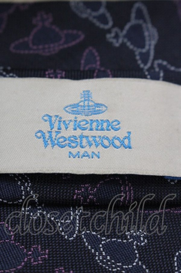 画像4: ヴィヴィアンウエストウッド MAN 中古 / オーブ総柄ネクタイ  青  I-25-09-17-028-gd-HD-ZI (4)