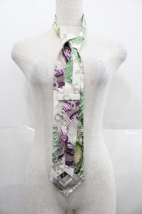 画像2: ヴィヴィアンウエストウッド 中古 / プラネットナンバーズプリントタイ  白X緑  I-25-09-17-029-gd-HD-ZI (2)