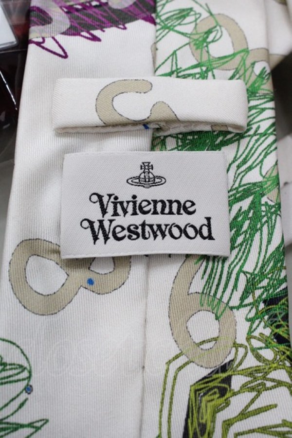 画像3: ヴィヴィアンウエストウッド 中古 / プラネットナンバーズプリントタイ  白X緑  I-25-09-17-029-gd-HD-ZI (3)