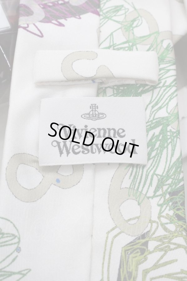 画像3: ヴィヴィアンウエストウッド 中古 / プラネットナンバーズプリントタイ  白Ｘ緑  I-25-09-17-029-gd-HD-ZI (3)