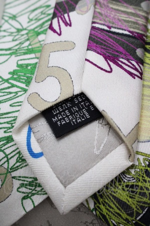 画像4: ヴィヴィアンウエストウッド 中古 / プラネットナンバーズプリントタイ  白X緑  I-25-09-17-029-gd-HD-ZI (4)