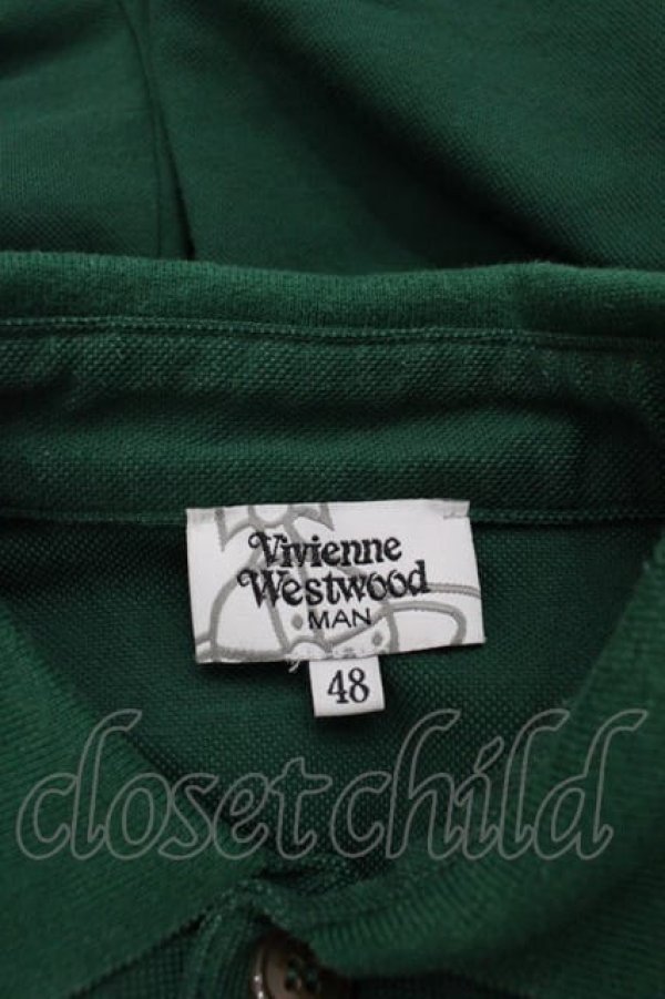 画像4: ヴィヴィアンウエストウッド MAN 中古 / オーブ刺繍半袖ポロシャツ 48 グリーン  I-25-09-17-003-to-HD-ZI (4)