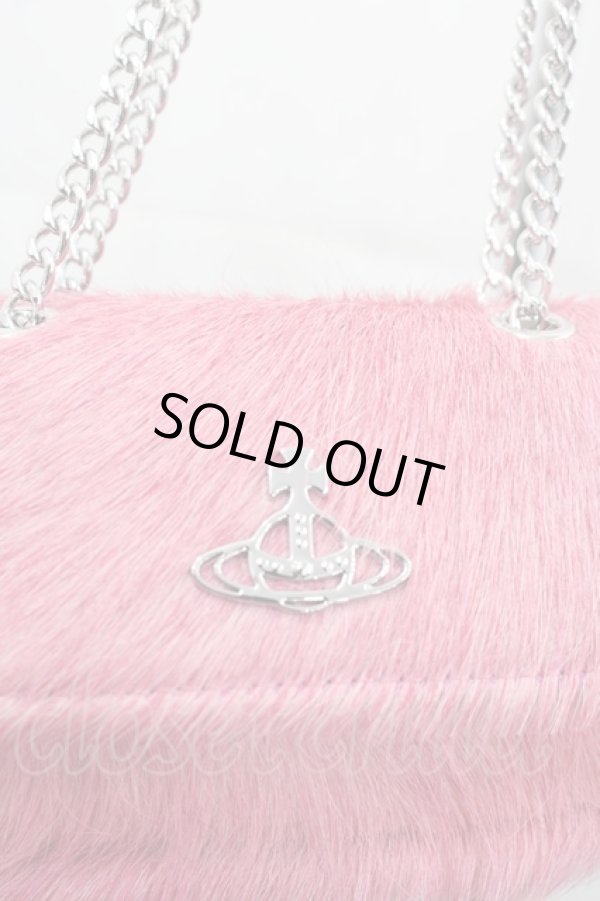 画像4: ヴィヴィアンウエストウッド 中古 / Fur-texture Logo-plaque Cross-body Bag  ピンク  I-25-09-17-039-ba-HD-ZI (4)