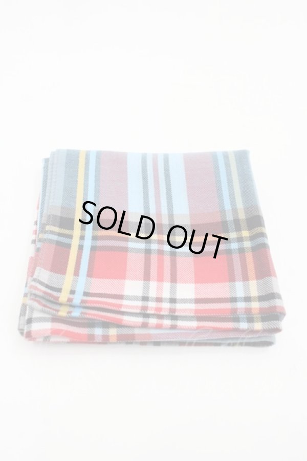 画像2: ヴィヴィアンウエストウッド 中古 / オーブ刺繍チェックハンカチ  赤X青チェック  I-25-09-17-046-gd-HD-ZI (2)