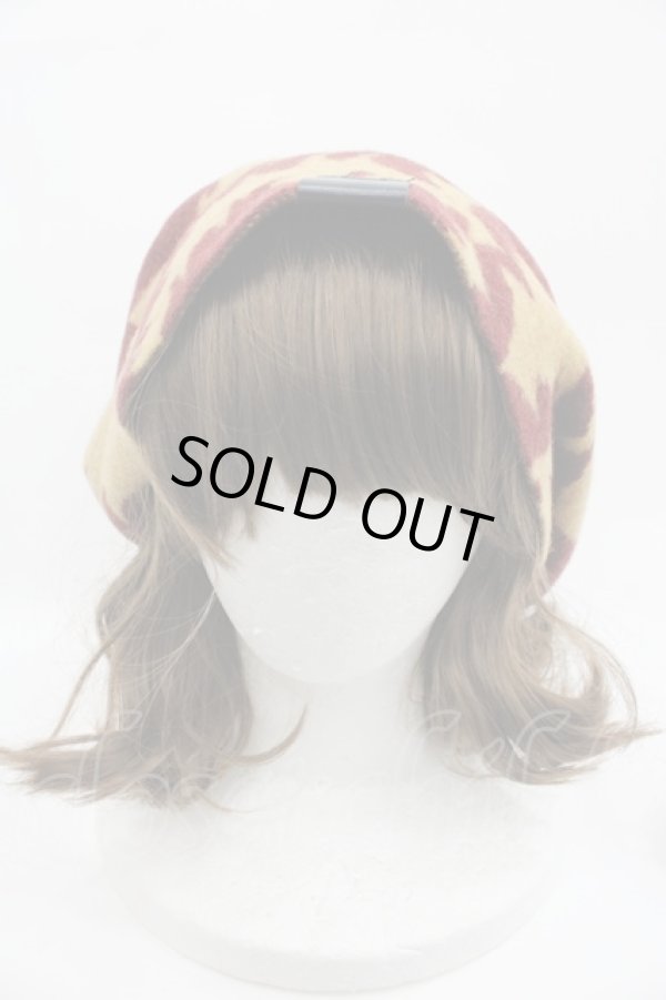 画像2: ヴィヴィアンウエストウッド 中古 / ボタニカル風プリント帽  ボルドーXブラウン  I-25-09-17-050-ha-HD-ZI (2)