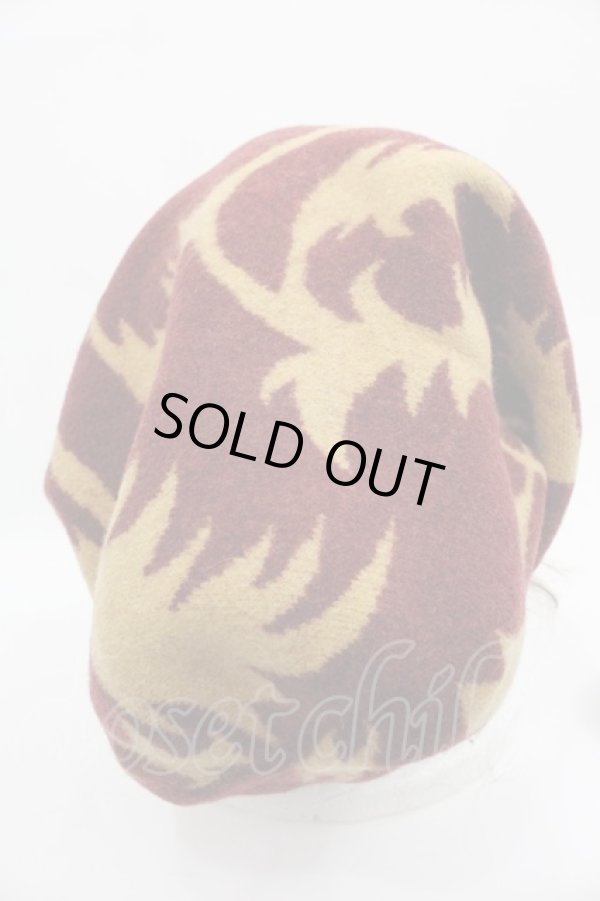 画像3: ヴィヴィアンウエストウッド 中古 / ボタニカル風プリント帽  ボルドーXブラウン  I-25-09-17-050-ha-HD-ZI (3)