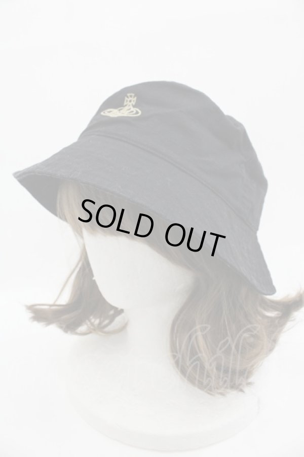 画像3: ヴィヴィアンウエストウッド 中古 / 刺繍バケットハット  黒Xゴールド  I-25-09-17-051-ha-HD-ZI (3)