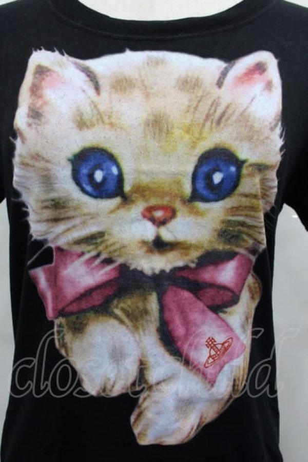 画像3: ヴィヴィアンウエストウッド 中古 / プレシャスキティTシャツ  黒Xブラウン  I-25-09-17-012-to-HD-ZI (3)