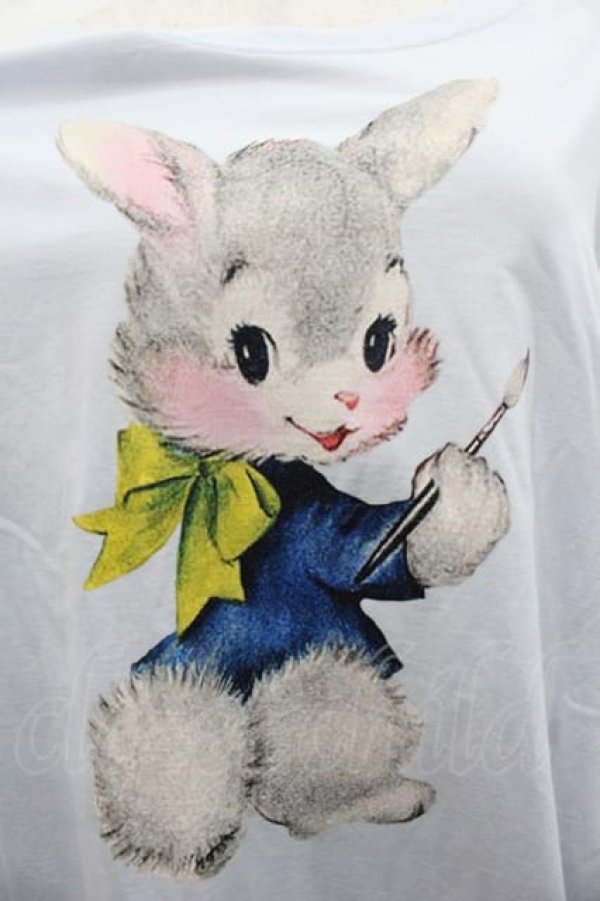 画像4: ヴィヴィアンウエストウッド 中古 / オーガニック天笠ペインティングバニーラウンドヘムTシャツ 00 サックス  I-25-09-17-013-to-HD-ZI (4)