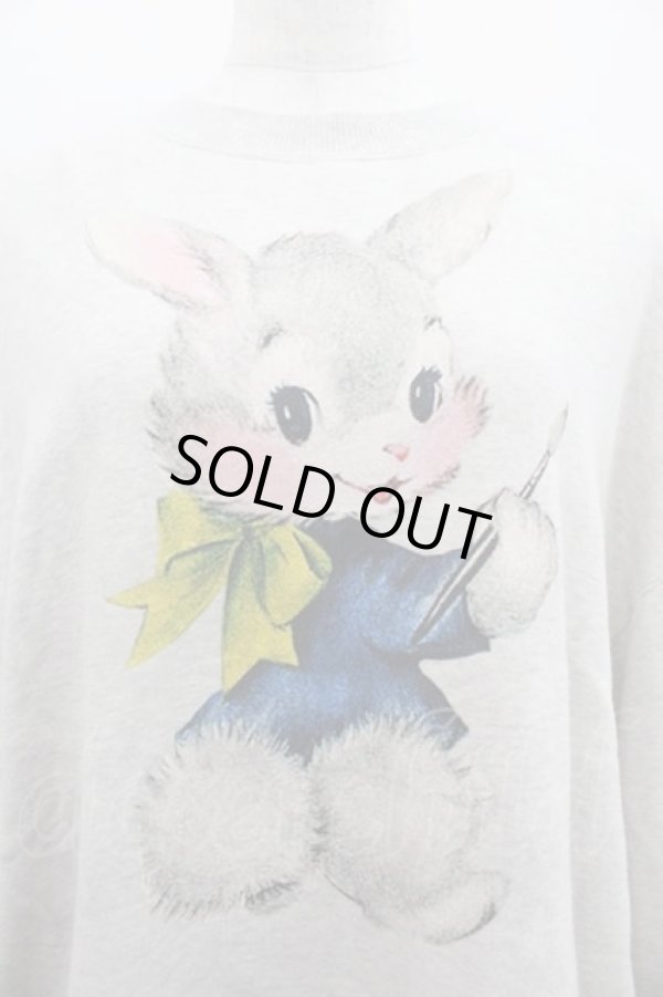 画像3: ヴィヴィアンウエストウッド 中古 / オーガニック裏毛PAINTING BUNNYクルーネックトップ 00 グレー  I-25-09-17-015-to-HD-ZI (3)