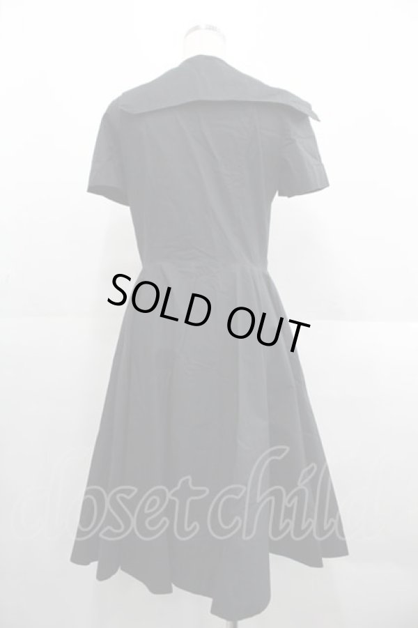 画像2: ヴィヴィアンウエストウッド 中古 / セーラー襟ナナメボタン半袖ワンピース 1 黒  I-25-09-17-016-op-HD-ZI (2)