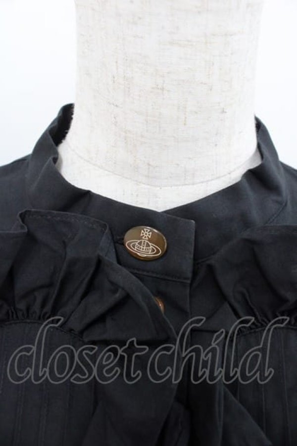 画像3: ヴィヴィアンウエストウッド 中古 / ハートフリル半袖シャツワンピース 2 ブラック  I-25-09-17-018-op-HD-ZI (3)