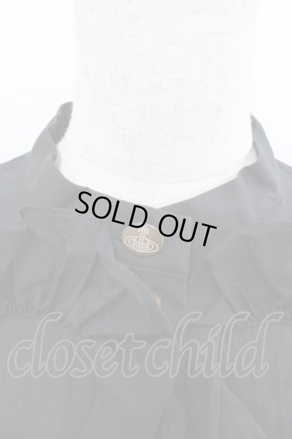 画像3: ヴィヴィアンウエストウッド 中古 / ハートフリル半袖シャツワンピース 2 ブラック  I-25-09-17-018-op-HD-ZI (3)