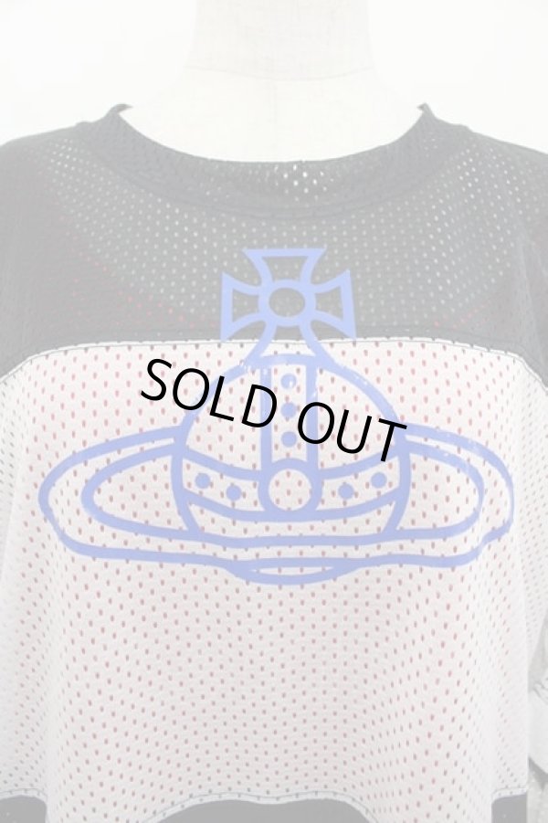 画像3: ヴィヴィアンウエストウッド 中古 / オーブメッシュ半袖ワンピース 00 黒Ｘ白Ｘ赤  I-25-10-22-019-op-HD-ZI (3)