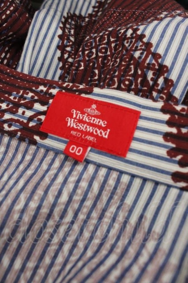 画像3: ヴィヴィアンウエストウッド 中古 / レースストライプスカート 00 青Ｘボルドー  I-25-10-22-023-sk-HD-ZI (3)