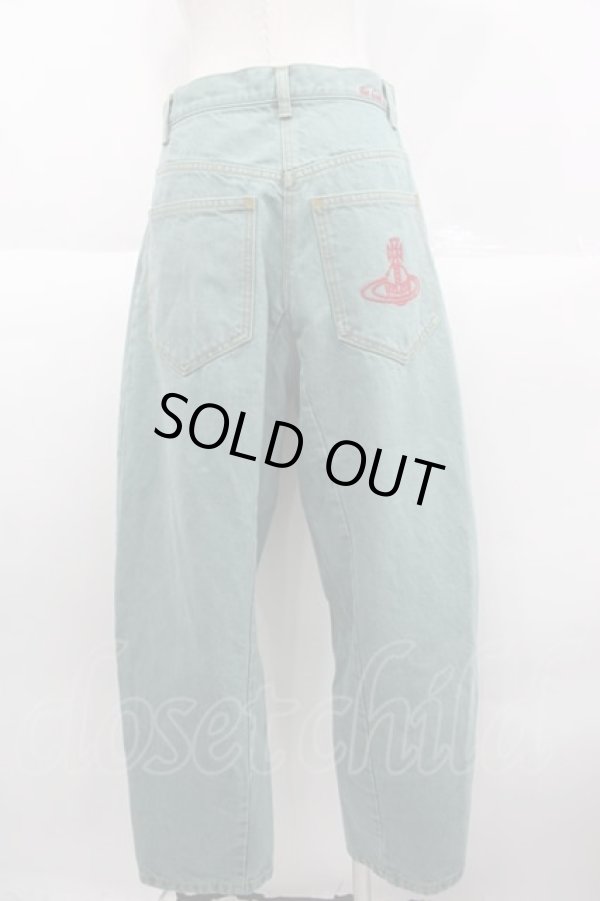 画像2: ヴィヴィアンウエストウッド 中古 / 後ロオーブ刺繍デニムパンツ 01 青  I-25-10-22-026-pa-HD-ZI (2)