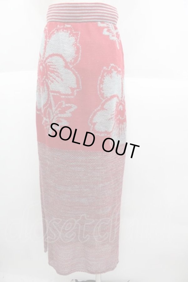 画像2: ヴィヴィアンウエストウッド 中古 / フラワーニットロングスカート 00 赤Ｘサックス  I-25-10-22-032-sk-HD-ZI (2)