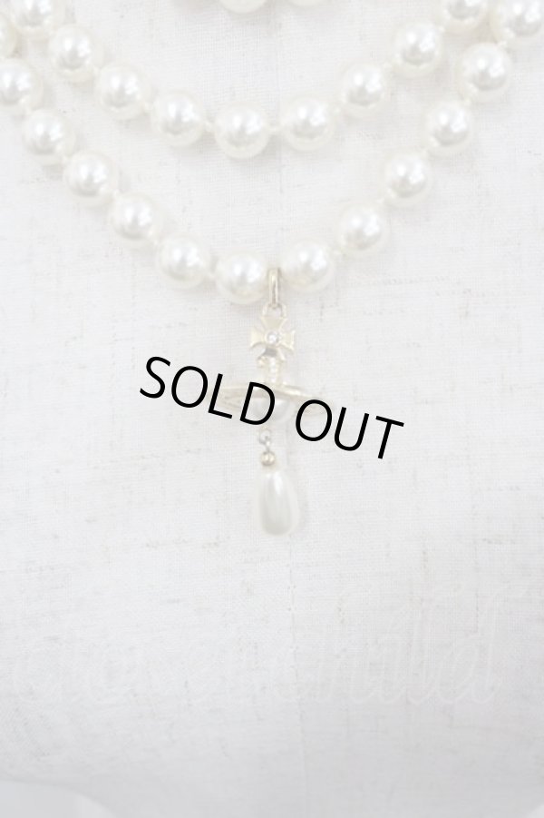 画像2: ヴィヴィアンウエストウッド 中古 / THREE ROW PEARL DROP CHOKER  ゴールド  I-25-10-22-037-ac-HD-ZI (2)