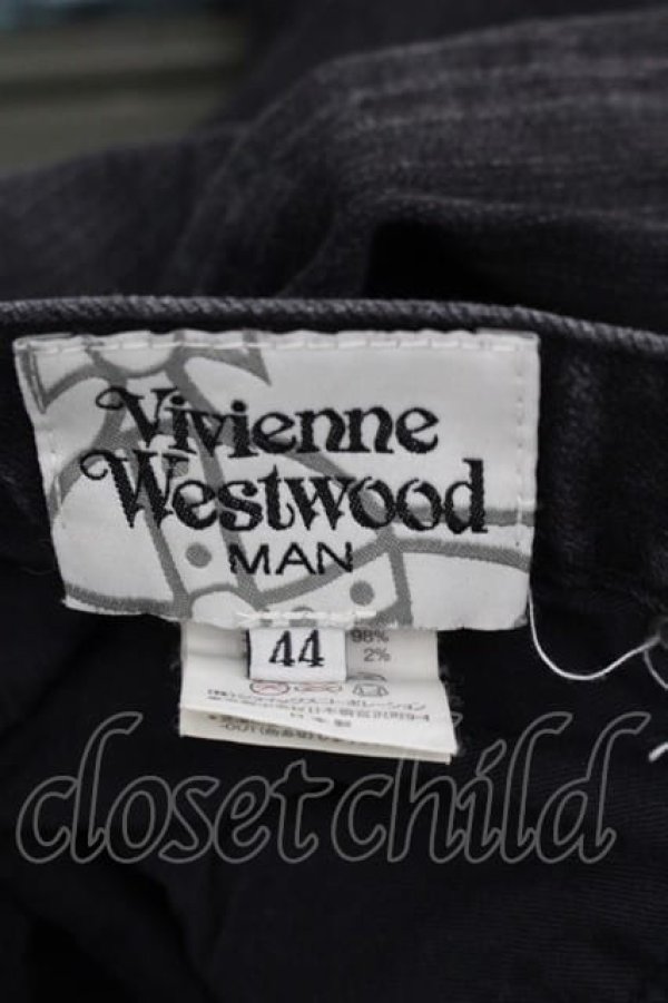 画像7: ヴィヴィアンウエストウッド MAN 中古 / 稲妻オーブ刺繍デニムパンツ 44 黒デニム  I-25-10-22-006-pa-HD-ZI (7)