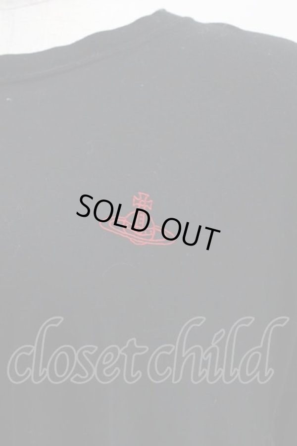 画像4: ヴィヴィアンウエストウッド 中古 / 単色オーブ刺繍変形カットソー  黒  I-25-10-22-008-to-HD-ZI (4)