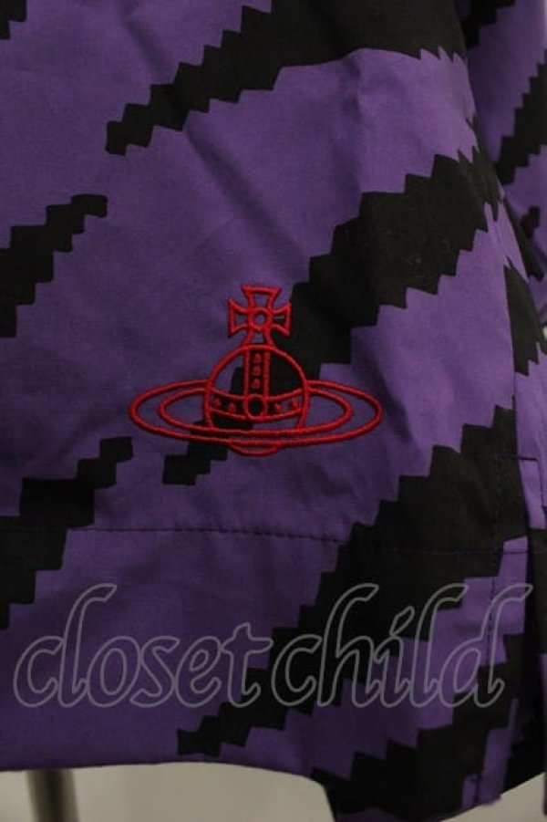 画像4: ヴィヴィアンウエストウッド 中古 / タイガーストライププリント開襟シャツ 00 パープル  I-25-10-22-013-bl-HD-ZI (4)