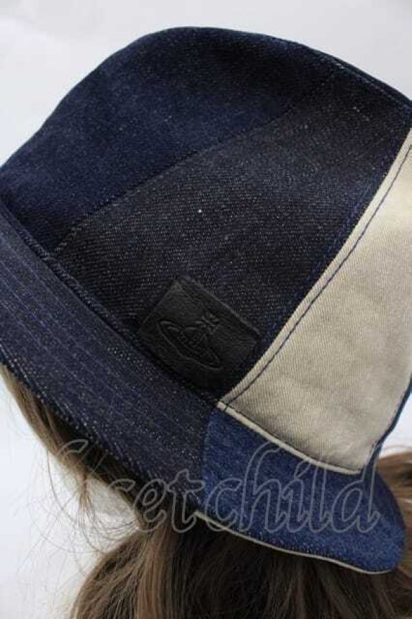 画像4: ヴィヴィアンウエストウッド 中古 / デニム切リ替エハット  青デニムＸアイボリー  I-25-11-19-022-ha-HD-ZI (4)