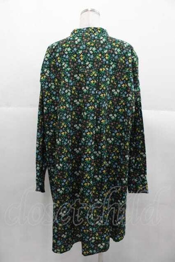 画像2: ヴィヴィアンウエストウッド 中古 / 小花柄切替チュニックブラウス 00 黒Ｘ緑Ｘ青  I-25-11-19-003-bl-HD-ZI (2)