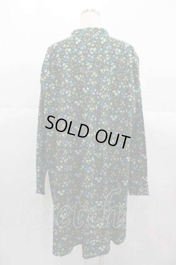 画像2: ヴィヴィアンウエストウッド 中古 / 小花柄切替チュニックブラウス 00 黒Ｘ緑Ｘ青  I-25-11-19-003-bl-HD-ZI (2)