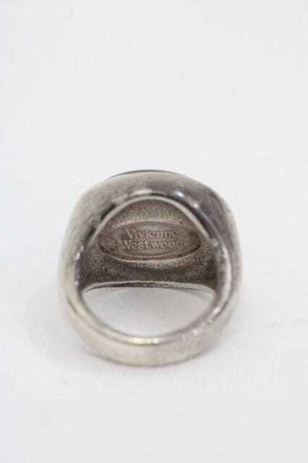 画像2: ヴィヴィアンウエストウッド 中古 / エナメルボタンリング XSサイズ 紺Ｘシルバー  I-25-11-19-027-rg-HD-ZI (2)