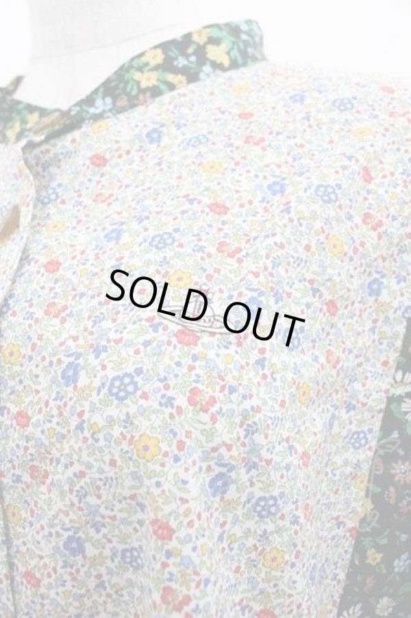 画像3: ヴィヴィアンウエストウッド 中古 / 小花柄切替チュニックブラウス 00 黒Ｘ緑Ｘ青  I-25-11-19-003-bl-HD-ZI (3)