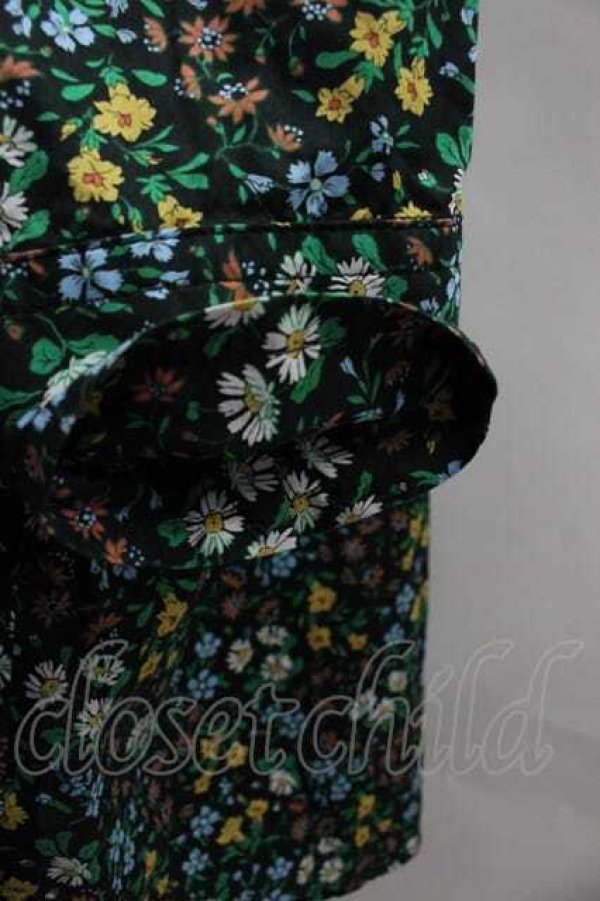 画像4: ヴィヴィアンウエストウッド 中古 / 小花柄切替チュニックブラウス 00 黒Ｘ緑Ｘ青  I-25-11-19-003-bl-HD-ZI (4)