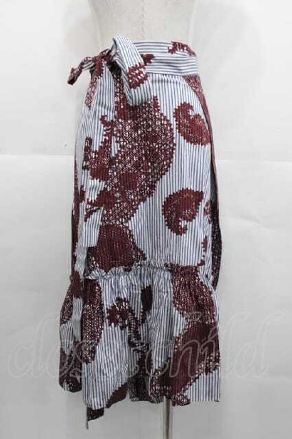 画像2: ヴィヴィアンウエストウッド 中古 / レースストライプスカート 00 青Ｘボルドー  I-25-11-19-010-sk-HD-ZI (2)