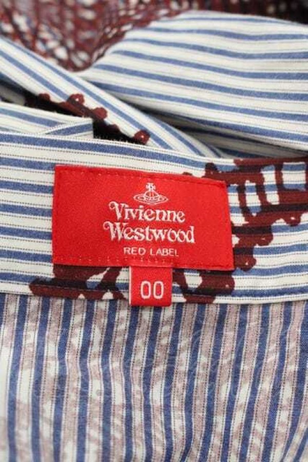 画像3: ヴィヴィアンウエストウッド 中古 / レースストライプスカート 00 青Ｘボルドー  I-25-11-19-010-sk-HD-ZI (3)