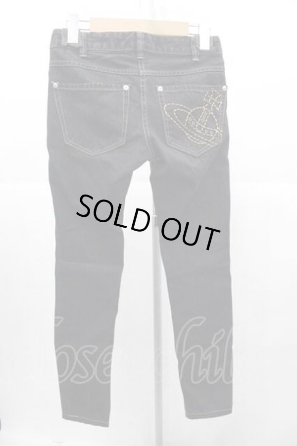 画像2: ヴィヴィアンウエストウッド 中古 / 後ロオーブ刺繍ポケットデニムパンツ 1 黒  I-25-11-19-012-pa-HD-ZI (2)