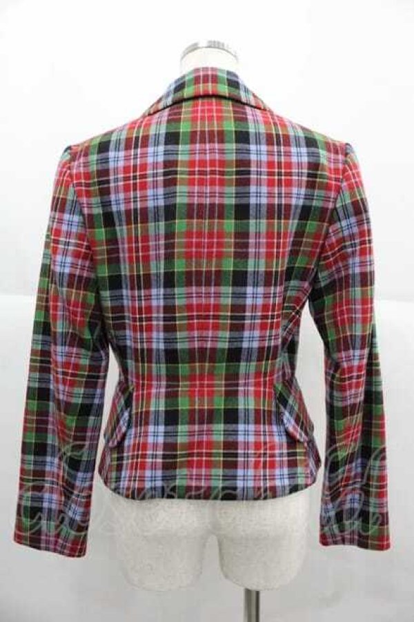 画像2: ヴィヴィアンウエストウッド 中古 / チェックラブジャケット 01 青Ｘ緑Ｘ赤  I-25-12-10-022-jc-HD-ZI (2)