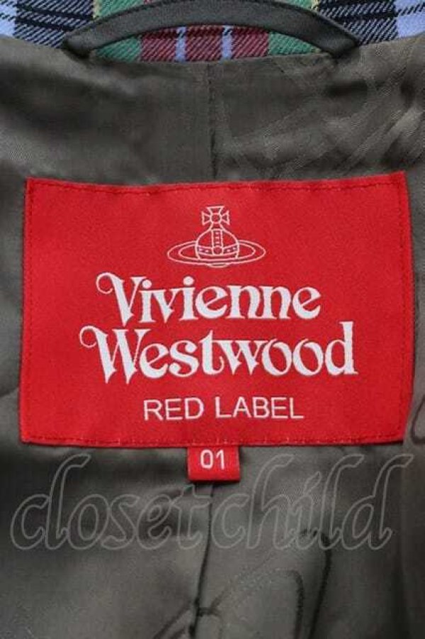 画像4: ヴィヴィアンウエストウッド 中古 / チェックラブジャケット 01 青Ｘ緑Ｘ赤  I-25-12-10-022-jc-HD-ZI (4)