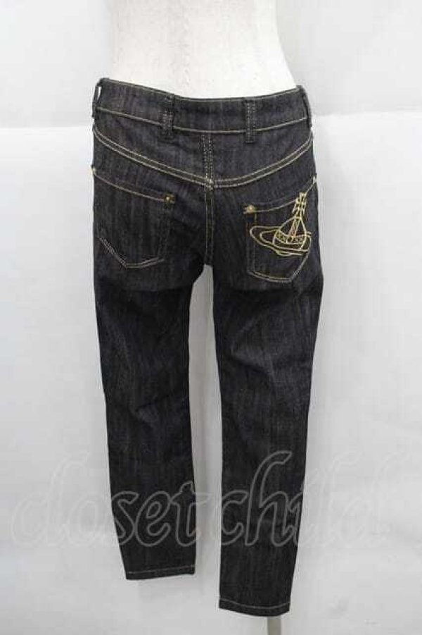 画像2: ヴィヴィアンウエストウッド 中古 / 後ロオーブ刺繍デニムパンツ 1 黒デニム  I-25-12-10-030-pa-HD-ZI (2)