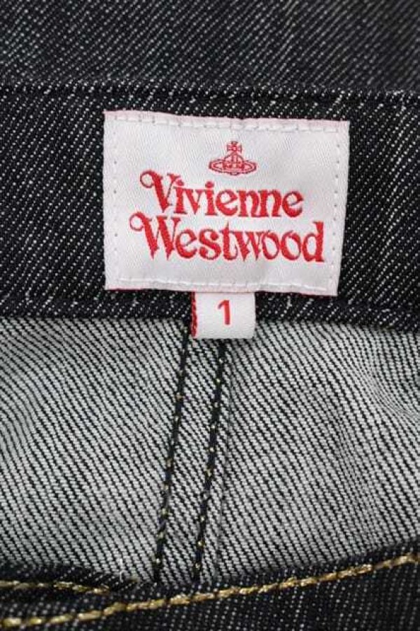 画像5: ヴィヴィアンウエストウッド 中古 / 後ロオーブ刺繍デニムパンツ 1 黒デニム  I-25-12-10-030-pa-HD-ZI (5)
