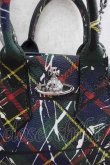 画像2: ヴィヴィアンウエストウッド 中古 / ペイントチェックヤスミンバッグ  グリーンＸネイビー  I-25-12-10-032-ba-HD-ZI (2)