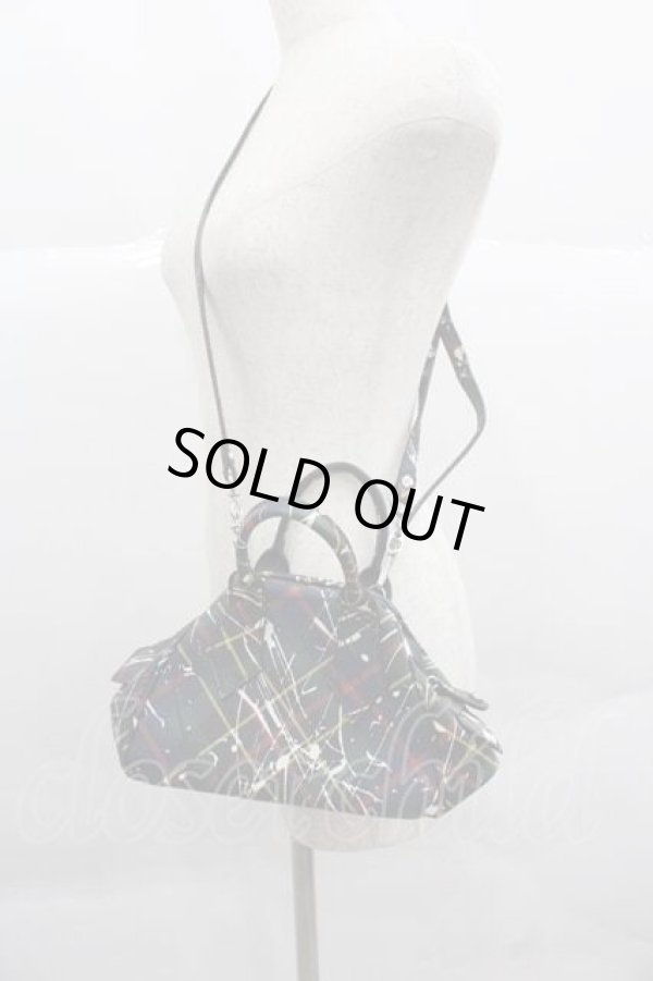 画像4: ヴィヴィアンウエストウッド 中古 / ペイントチェックヤスミンバッグ  グリーンＸネイビー  I-25-12-10-032-ba-HD-ZI (4)