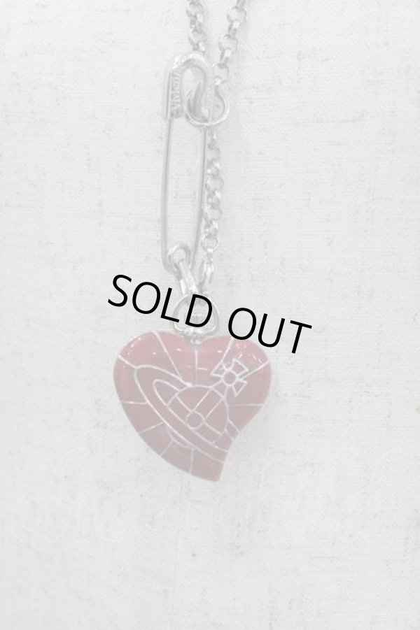 画像2: ヴィヴィアンウエストウッド 中古 / ハートウォッチネックレス  シルバーＸ赤  I-25-12-10-033-ac-HD-ZI (2)