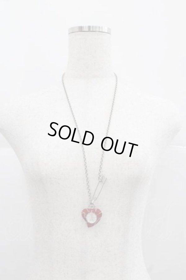 画像3: ヴィヴィアンウエストウッド 中古 / ハートウォッチネックレス  シルバーＸ赤  I-25-12-10-033-ac-HD-ZI (3)