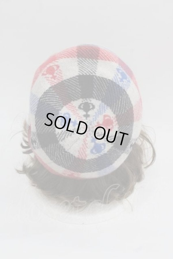 画像2: ヴィヴィアンウエストウッド 中古 / ORBチェックベレー帽  白Ｘ赤Ｘ青Ｘ黒  I-25-12-10-034-ha-HD-ZI (2)