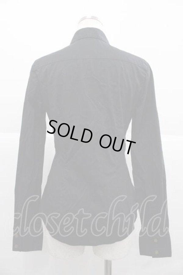 画像2: ヴィヴィアンウエストウッド 中古 / 裾カラーオーブ刺繍高襟シャツ 38 黒  I-25-12-10-005-bl-HD-ZI (2)