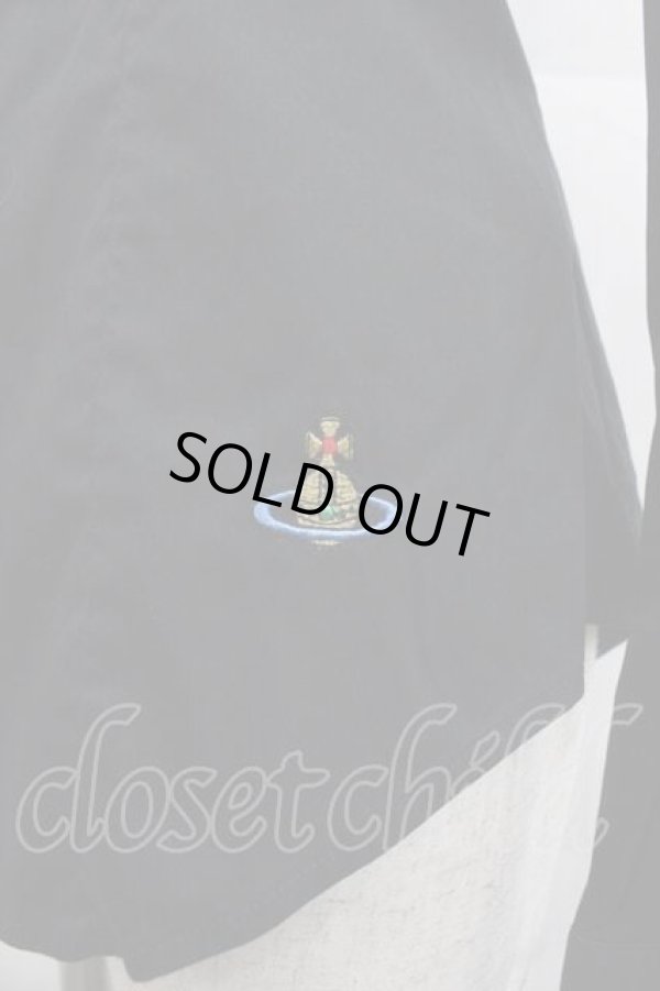 画像3: ヴィヴィアンウエストウッド 中古 / 裾カラーオーブ刺繍高襟シャツ 38 黒  I-25-12-10-005-bl-HD-ZI (3)