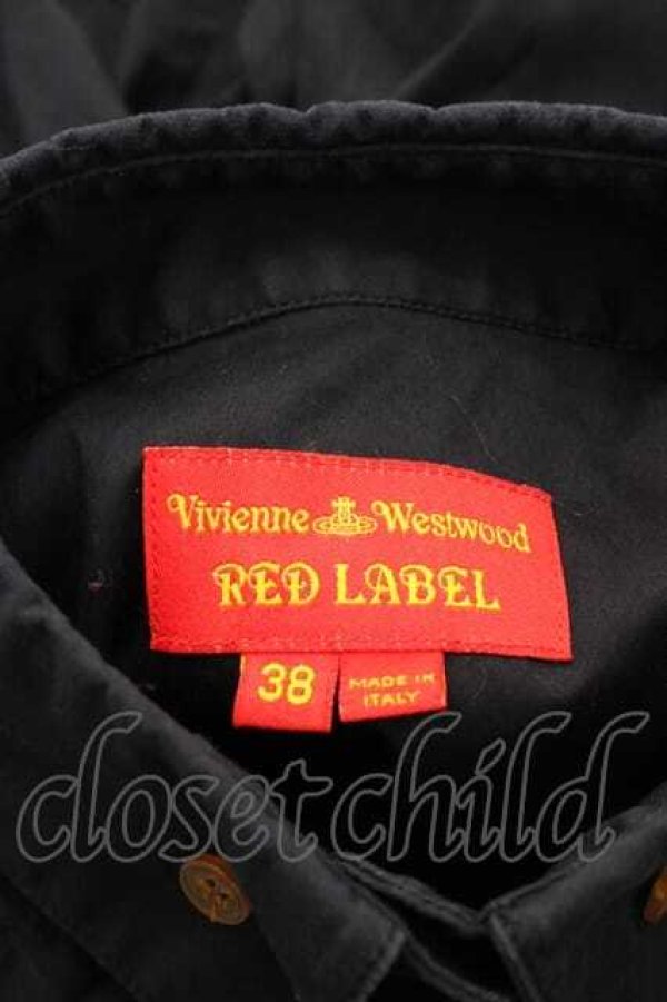 画像5: ヴィヴィアンウエストウッド 中古 / 裾カラーオーブ刺繍高襟シャツ 38 黒  I-25-12-10-005-bl-HD-ZI (5)