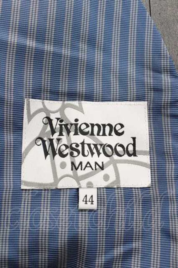 画像3: ヴィヴィアンウエストウッド MAN 中古 / ストライプジャケット 44 グレーＸ黒  I-25-12-10-001-jc-HD-ZI (3)