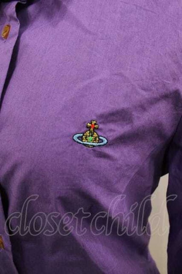 画像5: ヴィヴィアンウエストウッド 中古 / カラーオーブ刺繍シャツ I パープル  I-25-12-10-008-bl-HD-ZI (5)
