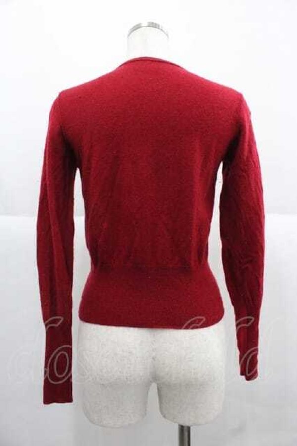 画像2: ヴィヴィアンウエストウッド 中古 / 単色オーブ刺繍ニットカーディガン 2 赤  I-25-12-10-016-to-HD-ZI (2)